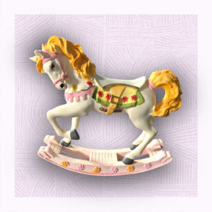 White and Pink Rocking Horse (7 X 6.5)